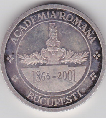 Medalie Argint Romania BNR 135 ANI ACADEMIA ROMANA 1866 - 2001 foto