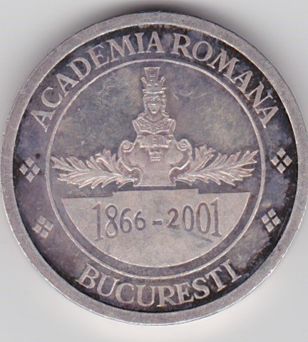 Medalie Argint Romania BNR 135 ANI ACADEMIA ROMANA 1866 - 2001