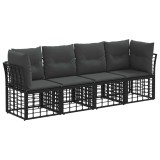 vidaXL Set de canapele de exterior cu pernă 4 pcs Negru Poliester 3437409
