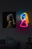 Decoratiune luminoasa LED, Girl With A Pearl Earring Pinky, Benzi flexibile de neon, DC 12 V, Multicolor