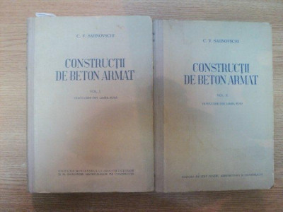 CONSTRUCTII DE BETON ARMAT VOL I , II de C.V. SAHNOVSCHI , 1951 foto