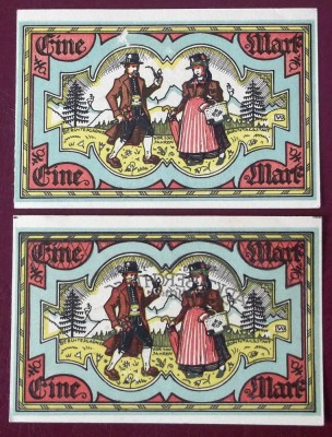 Germania lot 2 notgeld Berchtesgaden 2x1 Mark 1920 ** foto