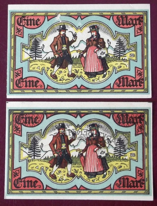 Germania lot 2 notgeld Berchtesgaden 2x1 Mark 1920 **
