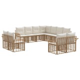 vidaXL Set de canapele de exterior cu pernă 11 pcs Alb Natural și Crem 3437802