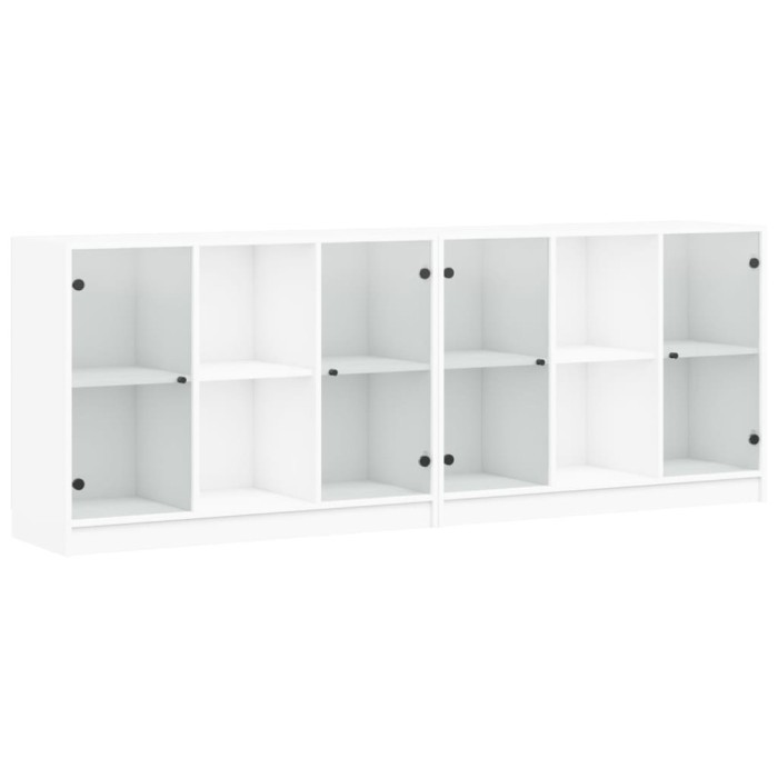 Biblioteca cu usi, alb, 204x37x75 cm, lemn prelucrat