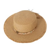 Palarie din rafie decorata cu margele