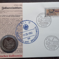 GERMANIA - FDC SI MONEDA 5 MARK 1984 D, 150 ANI UNIUNEA VAMALA, MONEDA PROOF