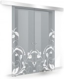 Usa culisanta Boss &reg; Duo model La Vie alb, 80+80x215 cm, sticla gri securizata, glisanta in ambele directii