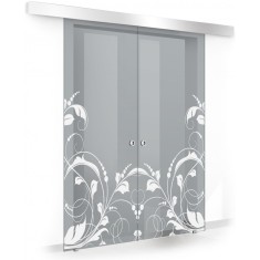 Usa culisanta Boss &reg; Duo model La Vie alb, 60+60x215 cm, sticla gri securizata, glisanta in ambele directii