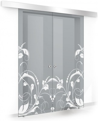 Usa culisanta Boss &amp;reg; Duo model La Vie alb, 80+80x215 cm, sticla gri securizata, glisanta in ambele directii foto
