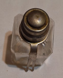 Flacon din sticla cu dop de metal recipient pt parfum, arta decorativa anii 1930