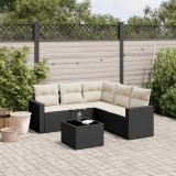 vidaXL Set mobilier de grădină cu perne, 6 piese, negru, poliratan 3251293