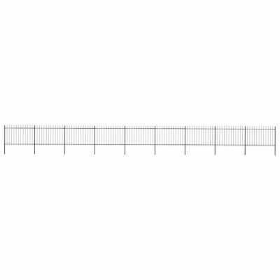 vidaXL Gard de grădină cu v&amp;acirc;rf suliță, negru, 15,3 x 1,2 m, oțel foto