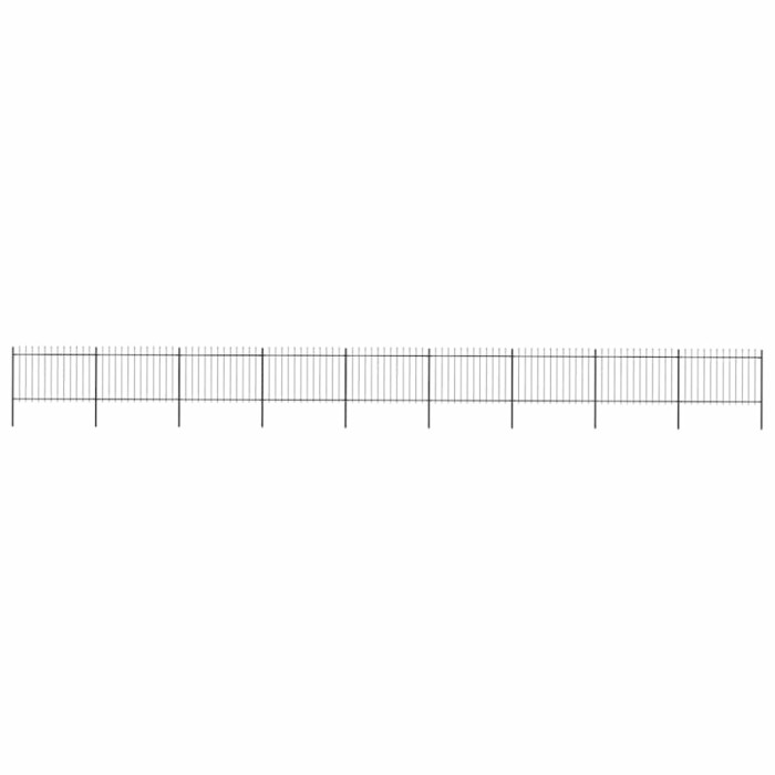 vidaXL Gard de grădină cu v&acirc;rf suliță, negru, 15,3 x 1,2 m, oțel