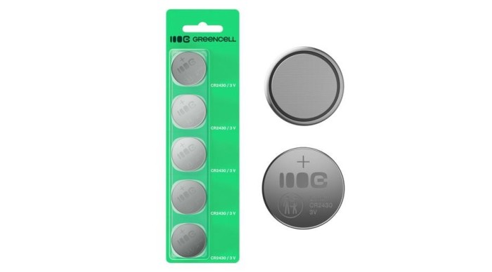 Blister Greencell 5x baterie litiu CR2430 3V 290mAh celulă buton pentru breloc, ceas, telecomandă, c&acirc;ntar