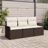 VidaXL Set de canapele pentru grădină cu pernă 3 pcs Maro Rattan poli 3353887