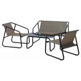 Set mobilier gradina/terasa, maro, otel, textil, 1 masa, 2 scaune, 1 canapea, Soffi GartenVIP DiyLine, Chomik