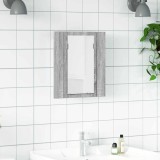 Dulap cu oglindă cu LED de baie, gri sonoma, 40x12x45 cm, lemn