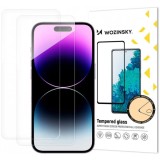 Folie de protectie Ecran WZK pentru Apple iPhone 18 Pro / 17 Pro / 16 Pro, Sticla Securizata, Full Glue, Set 2 bucati