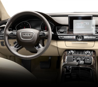Folie Protectie Navigatie Audi A8 (D4) 2013-2017, Duragon, protectie Display Navigatie, silicon Transparent, Anti-zgarieturi, kit instalare foto