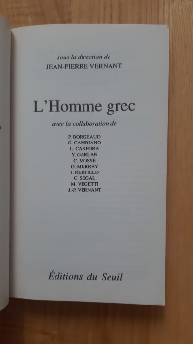 Jean-Pierre Vernant - L&#039;Homme Grec (1993) Omul Grec Grecia antica antichitate