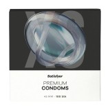 Prezervative SATISFYER Premium Condoms XS, din latex, lubrifiate, design modern, diametru 45 mm, 100 bucăți