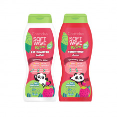 Pachet Sampon 400ml si Balsam 400ml Cosmaline Soft Wave Kids, 90% ingrediente naturale, pentru copii