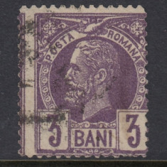 ROMANIA 1885 - VULTURI 3 BANI VIOLET EROARE DANTELURA DEPLASATA CIRCULAT