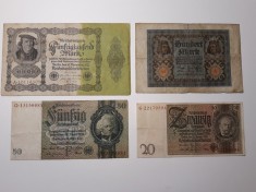 BANCNOTE GERMANIA -20MARCI 1924 -50 MARCI 1924 -100 MARCI 1920 -50000 MARCI 1922 foto