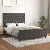 VidaXL Cadru de pat cu tăblie, gri &icirc;nchis, 140x200 cm, catifea