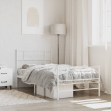 VidaXL Cadru de pat metalic cu tăblie de cap/picioare, alb, 80x200 cm