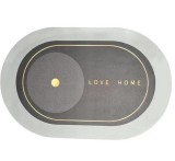 Covoras de Baie Antiderapant, Model Love Home, Substrat absorbant, Uscare rapida, Oval, 80 x 47 cm, Gri