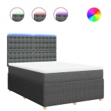 Cumpara ieftin Pat continental cu saltea, gri inchis, 160x200 cm, tesatura