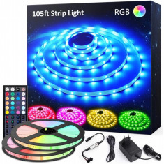 Set 2 benzi LED RGB Novostela, 960 x LED, 32 m, 8 moduri lumina, 20 culori, telecomanda foto