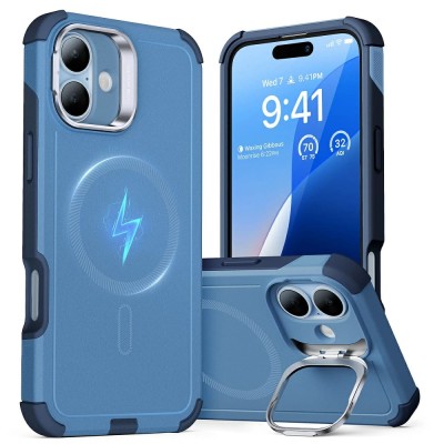 Husa iPhone 16 ESR Cyber Armor Kickstand, albastru foto