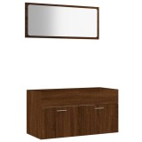 Set mobilier baie Gossi, 2 piese, stejar maro, lemn prelucrat, dulap chiuveta + oglinda 90x38.5x46 cm