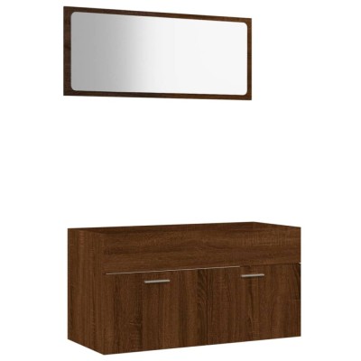 Gossi set mobilier de baie, 2 piese, stejar maro, lemn prelucrat foto