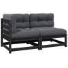 VidaXL Set mobilier grădină cu perne, 2 piese, negru, lemn masiv pin