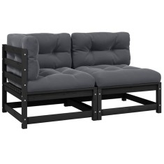 vidaXL Set mobilier grădină cu perne, 2 piese, negru, lemn masiv pin 805749