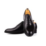 Pantofi bărbătești negri, semilucioși, din piele, model PA27