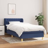 Cumpara ieftin Pat box spring cu saltea, albastru, 80x200 cm, textil
