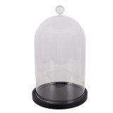 Cumpara ieftin Platou decorativ lemn negru cloche sticla &Oslash; 14x24 cm