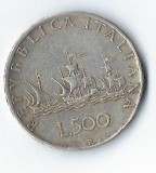 Moneda 500 lire 1958 - Italia, 11 g argint 0,835, primul an de batere!