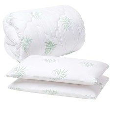 Set Pilota 200x220 Microfibra + 2 Perne Memory Aloe Vera 40x70 Cm