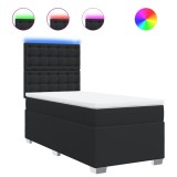 Cumpara ieftin Pat continental cu saltea, negru, 80x200 cm, piele ecologica