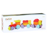 Joc din lemn, Cubika, Tren colorat, 15 piese