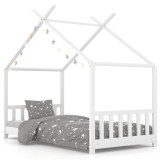 Cumpara ieftin Cadru de pat de copii, alb, 80 x 160 cm, lemn masiv de pin