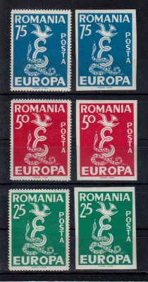 ROMANIA EXIL 1958 EMISIUNEA X EUROPA 1958 SERIE DANTELATA + NEDANTELATA MNH foto