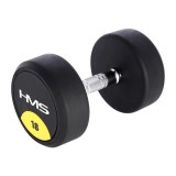 Cumpara ieftin Gantera Cauciucata HMS HG PRO 18kg FitLine Training, Greutate Fixa, Cromata, Antiderapanta, Fitness, Uz Casnic