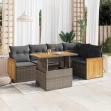 vidaXL Set mobilier grădină cu perne 6 piese gri poliratan/lemn acacia 3327714